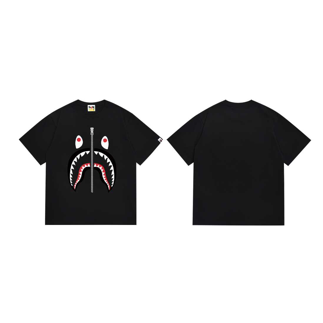 BAPE Classic Shark-Talking Couple T-Shirt in Black & White, Sizes SM-XXL - 图片 3