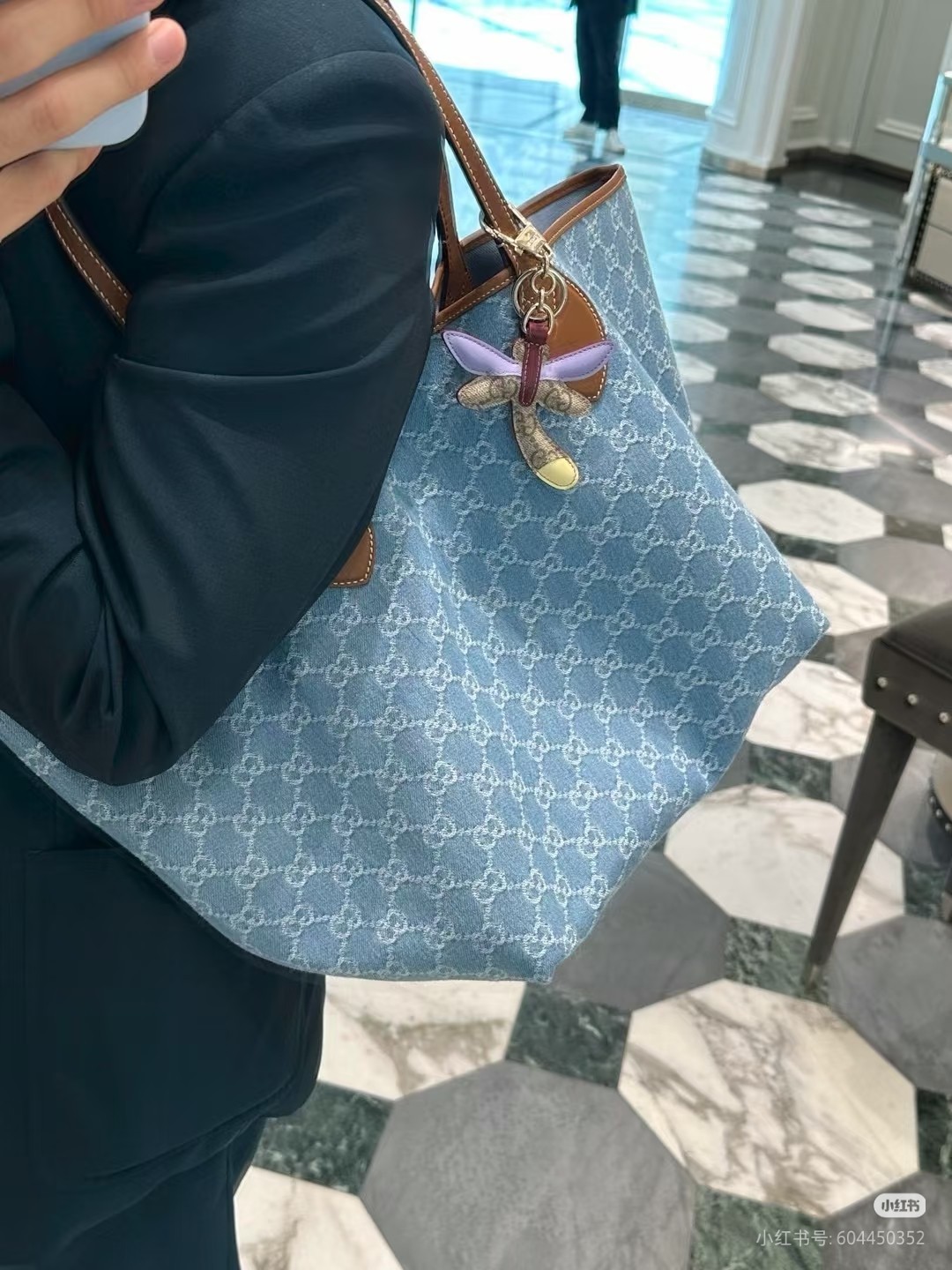 Gucci Totissima Denim Tote Bag - Large, Light Blue, Iconic Pattern