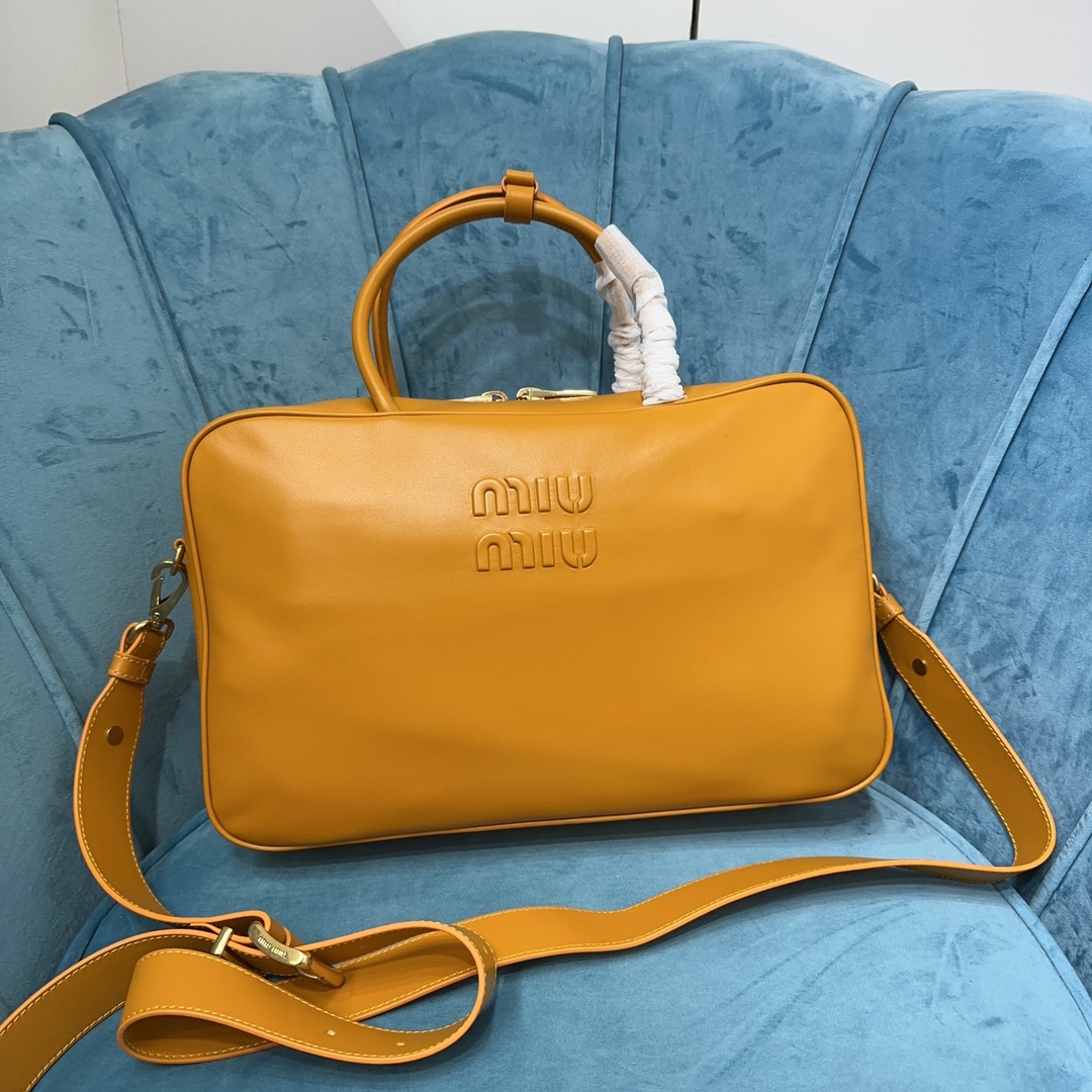 MiuMiu Bags Briefcase Calfskin Cotton Cowhide Fashion