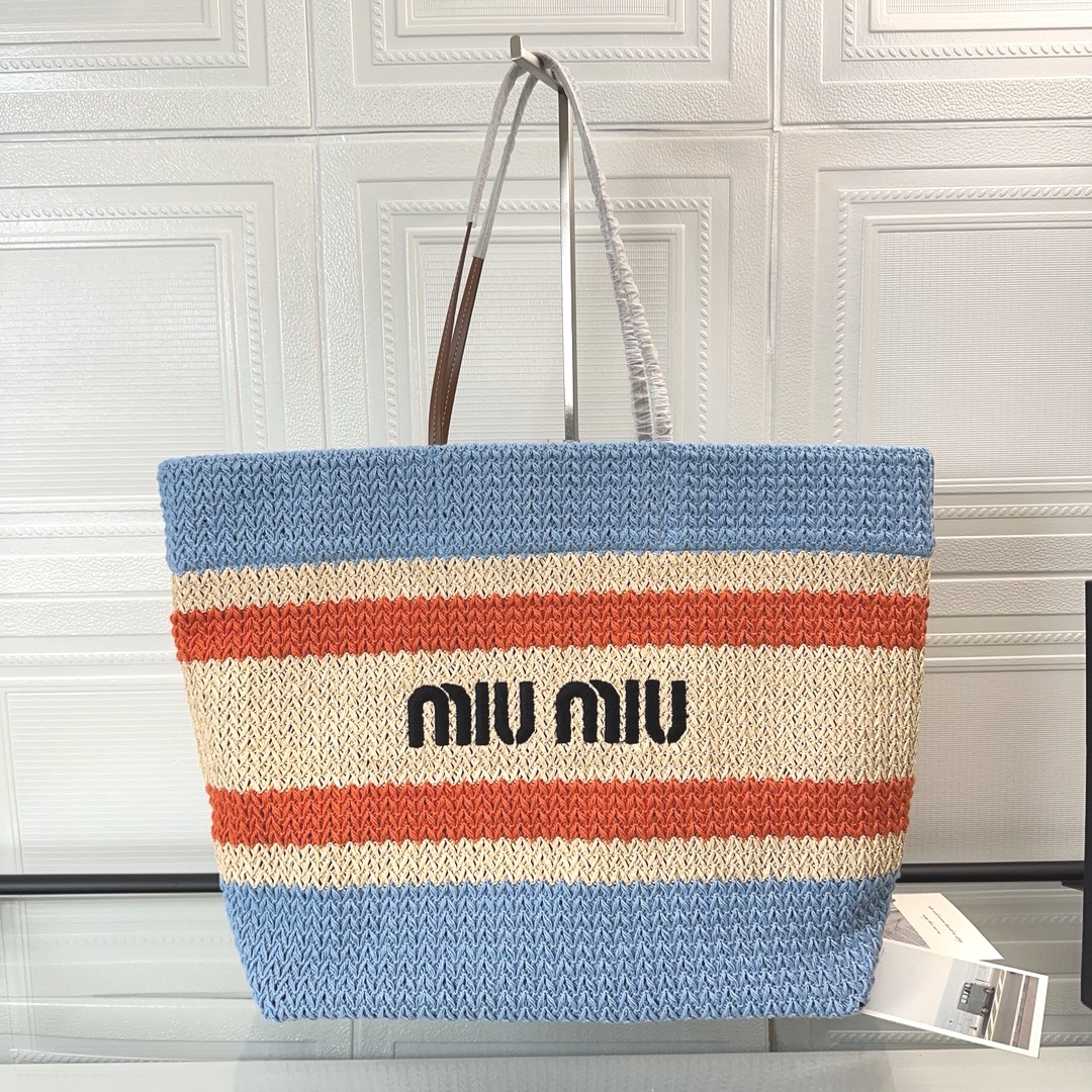 New Designer Replica
 MiuMiu Flawless
 Tote Bags Embroidery Cotton Raffia Straw Woven Weave