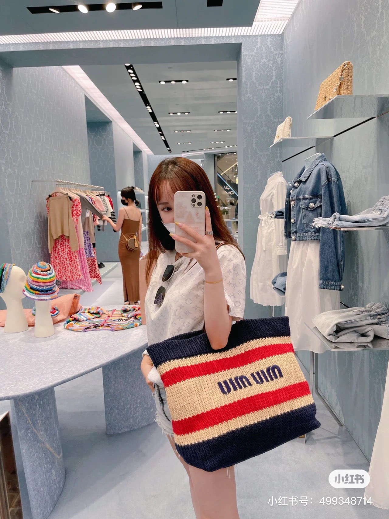Miu Miu 5BG228 series of imported raffia straw and cotton thread weaving, the only quality check in the counter