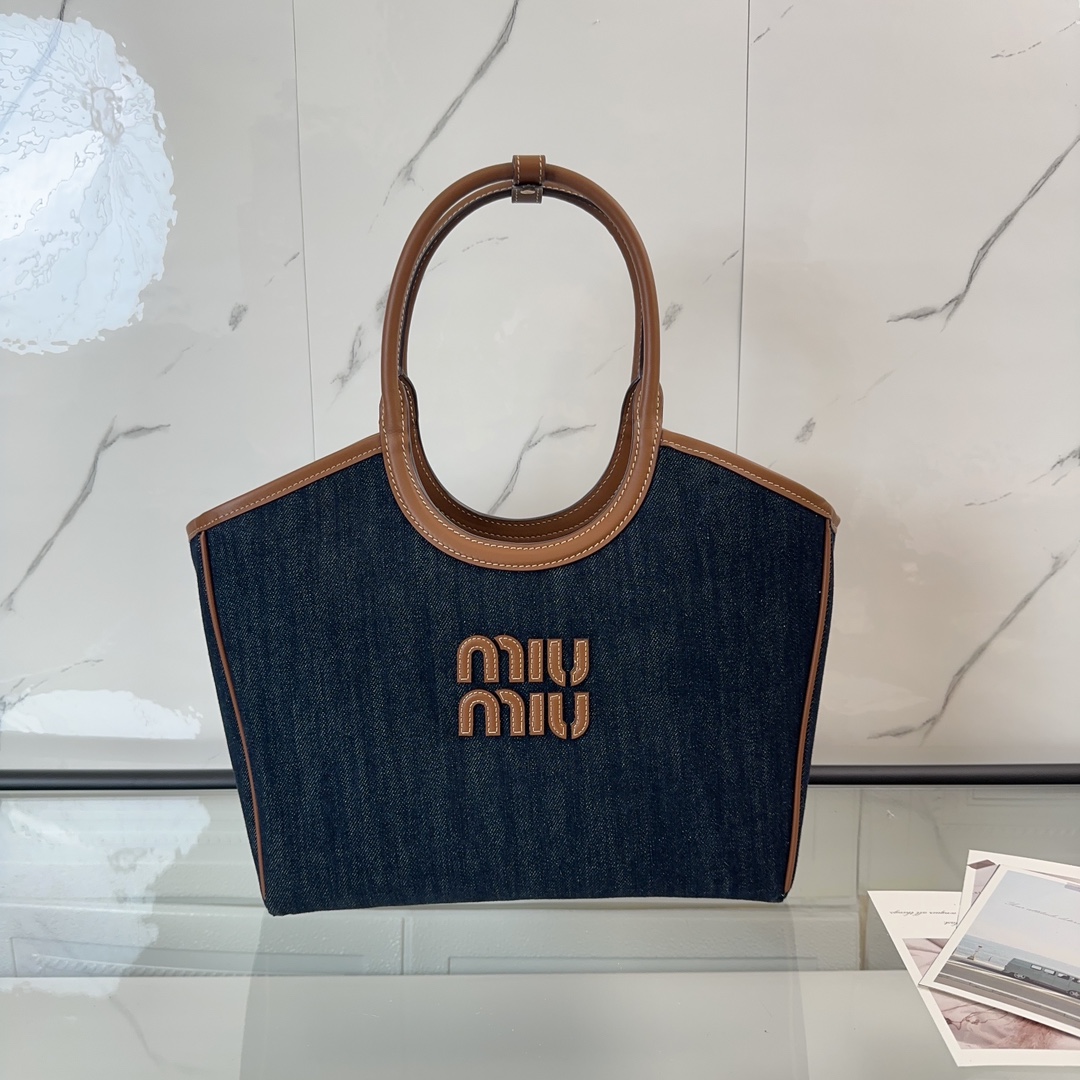 MiuMiu Buy Tote Bags Sewing Calfskin Cowhide Denim