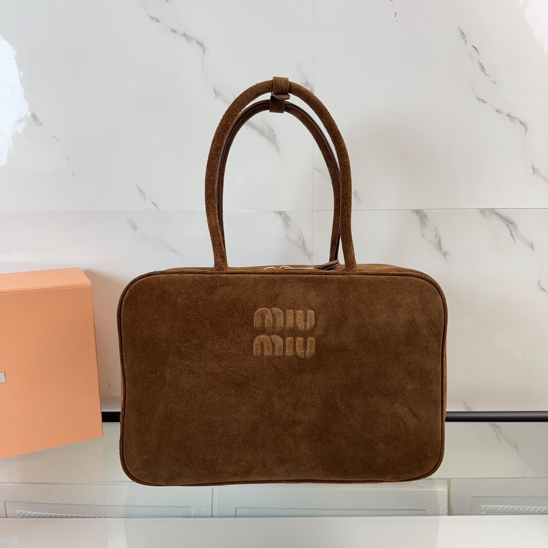 MiuMiu Bolsos cruzados y bandoleras Bolsos de Tote Marrón oscuro Chamois Escarcha Colección otoño – invierno Vintage Underarm