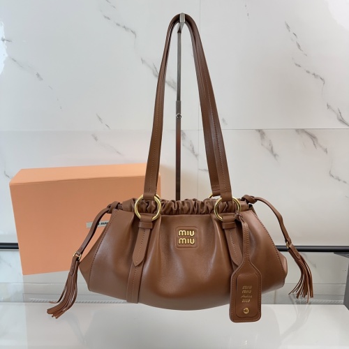 Miu Miu Fringe Drawstring Dumpling Bag in Imported Lambskin Leather 1 Miu Miu Fringe Drawstring Dumpling Bag in Imported Lambskin Leather