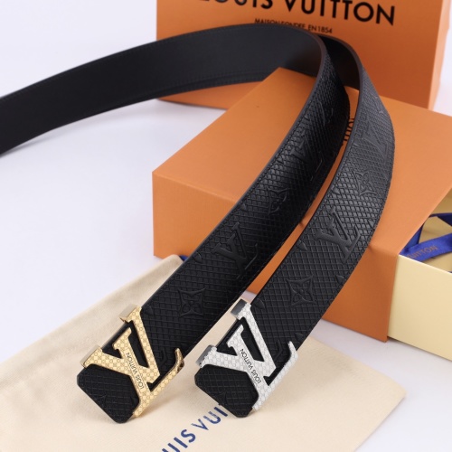 Louis Vuitton Taurillon Leather Belt, Stainless Steel Buckle, 4.0cm Width 1 Louis Vuitton Taurillon Leather Belt, Stainless Steel Buckle, 4.0cm Width