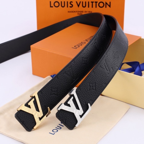 Louis Vuitton Taurillon Leather Belt with LV Logo Buckle - 4.0cm Width 1 Louis Vuitton Taurillon Leather Belt with LV Logo Buckle - 4.0cm Width