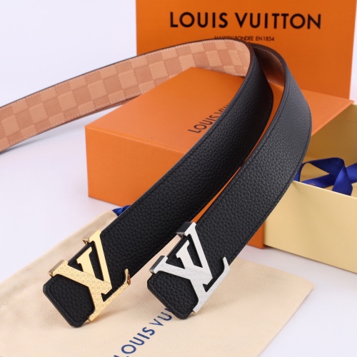 Louis Vuitton Taurillon Leather Belt with Iconic LV Buckle, 4.0cm Width