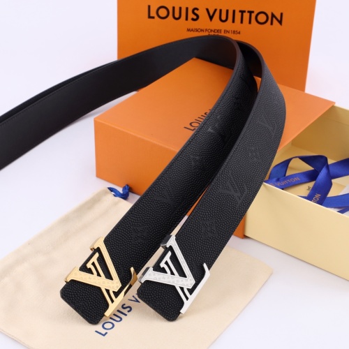 Louis Vuitton Taurillon Leather Belt with LV Initial Buckle, 4.0 cm Width 1 Louis Vuitton Taurillon Leather Belt with LV Initial Buckle, 4.0 cm Width