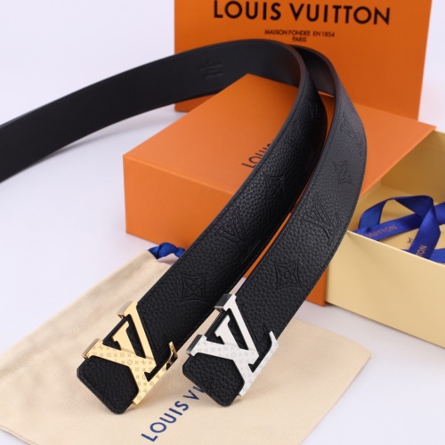 Louis Vuitton Taurillon Leather Belt with LV Initial Buckle, 4.0 cm Width 1 Louis Vuitton Taurillon Leather Belt with LV Initial Buckle, 4.0 cm Width