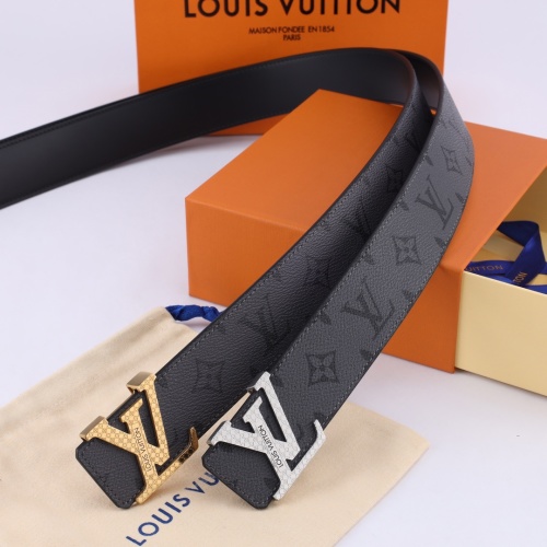 Louis Vuitton Men's Taurillon Leather Belt with LV Initial Buckle, 4.0 cm