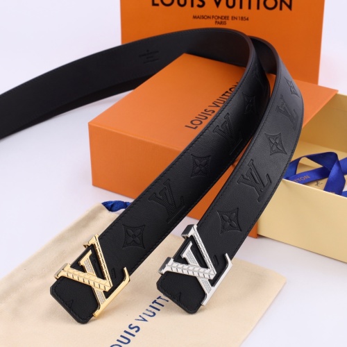 Louis Vuitton Men's Taurillon Leather Belt with LV Initial Buckle, 4.0cm