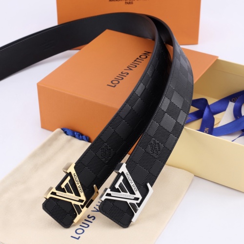 Louis Vuitton Taurillon Leather Belt with Stainless Steel Buckle,4.0cm Width 1 Louis Vuitton Taurillon Leather Belt with Stainless Steel Buckle,4.0cm Width