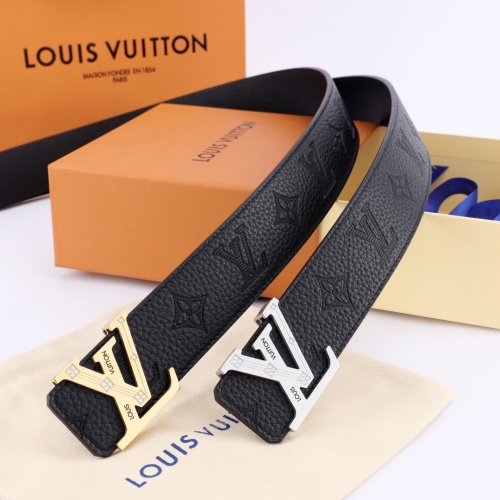 Louis Vuitton Taurillon Leather Belt with LV Initial Buckle - 4.0 cm Width 1 Louis Vuitton Taurillon Leather Belt with LV Initial Buckle - 4.0 cm Width