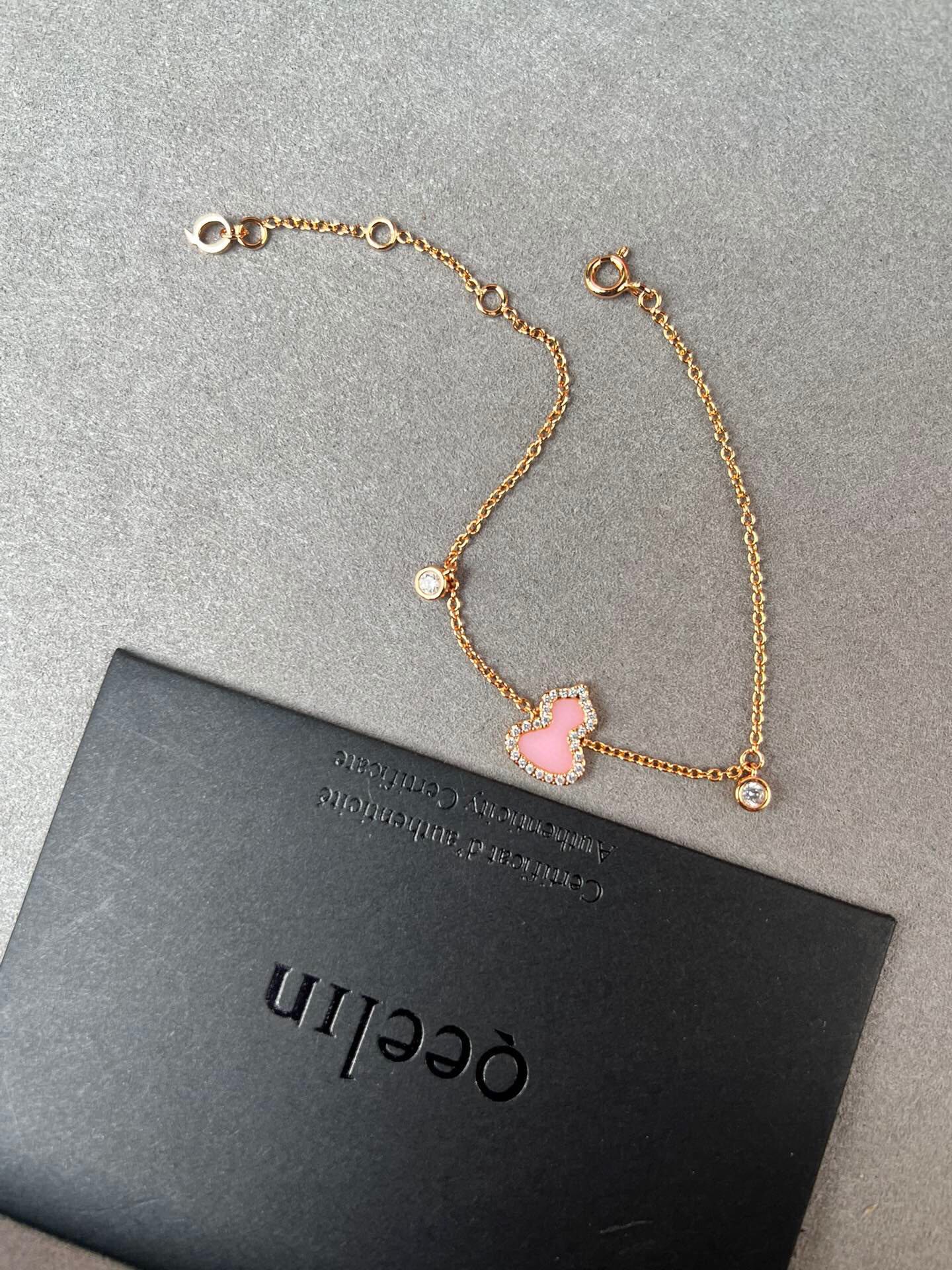 “Pink Protein Bracelet with Gold Metal and Heart-Lifting Color: Fresh and Macaroon Girls Fashion Accessory” - 图片 4