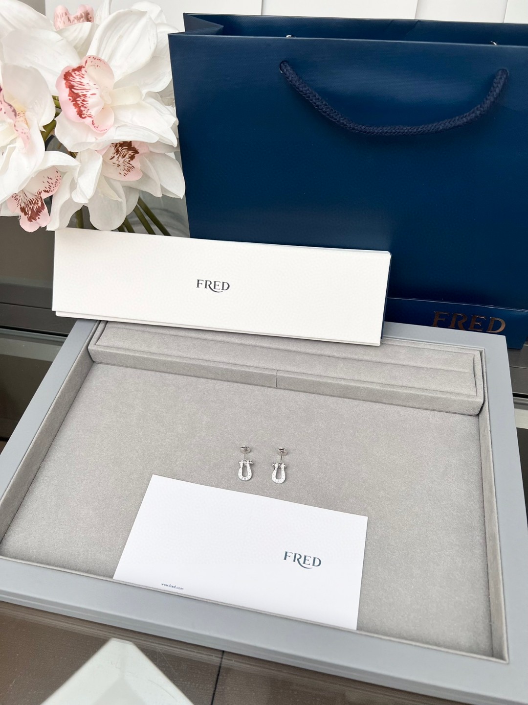 Stylish £280 Fred Maverick Earrings with 40 Round Drills for Fashionable Women.