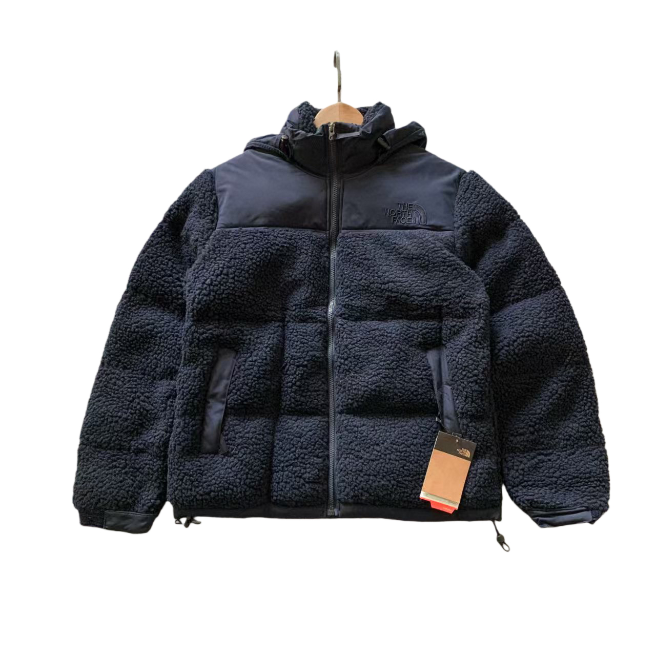 The North Face 羊羔毛拼接 2way ダウンジャケット 70%高品質ダックダウン 隠れフード 保温性抜群 オリーブ×ネイビー