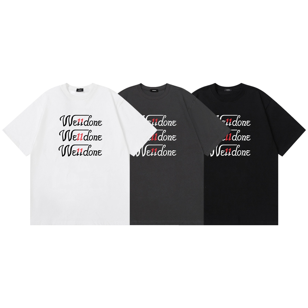 W107# WE11DONE camiseta holgada de pareja con logo estampado nuevo, manga corta, tejido de algodón puro 230g,…