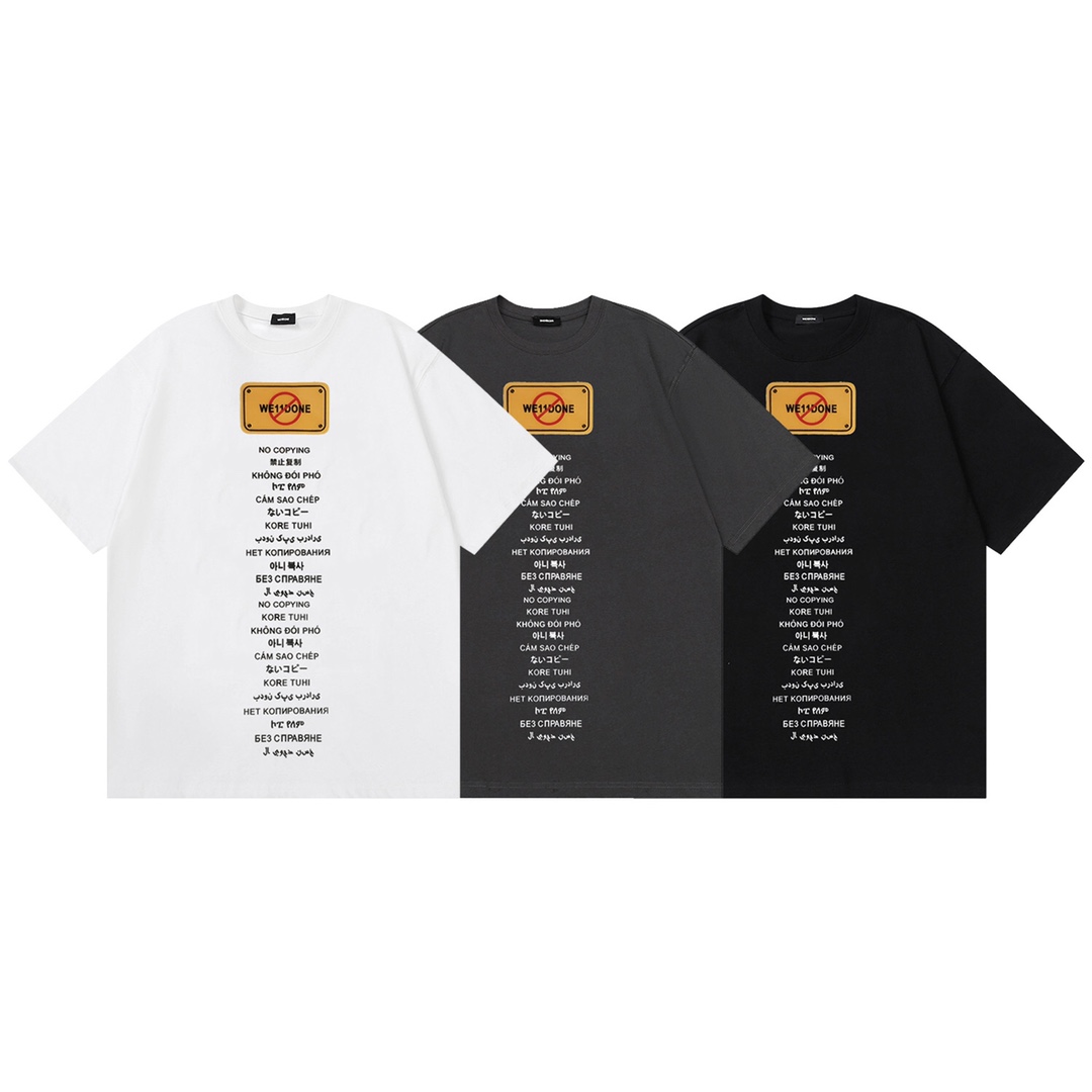 W109# WE11DONE camiseta holgada de pareja con logo estampado nuevo, manga corta, tejido de algodón puro 230g,…