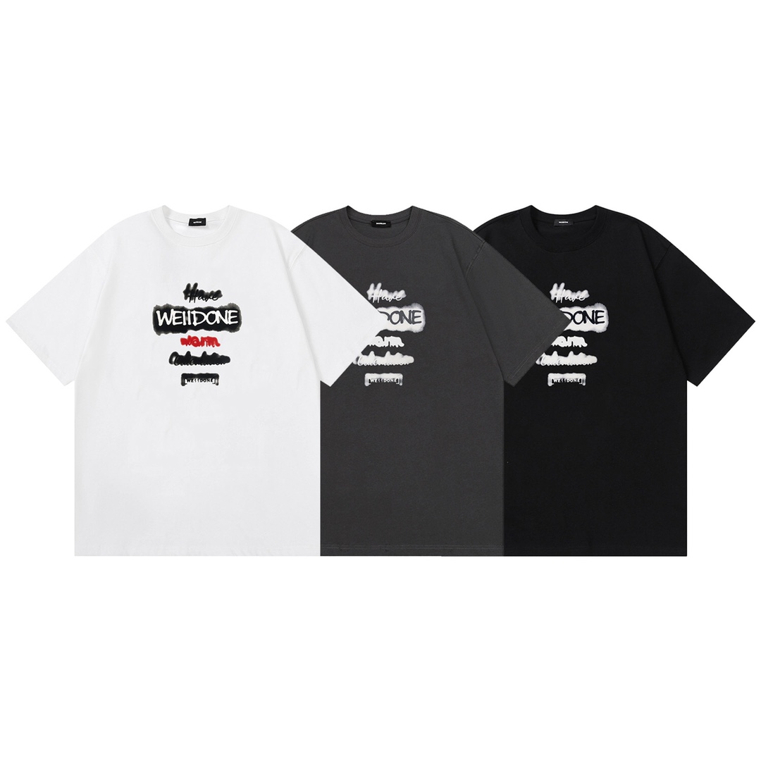 W115# WE11DONE camiseta holgada de pareja con logo estampado nuevo, manga corta, tejido de algodón puro 230g,…