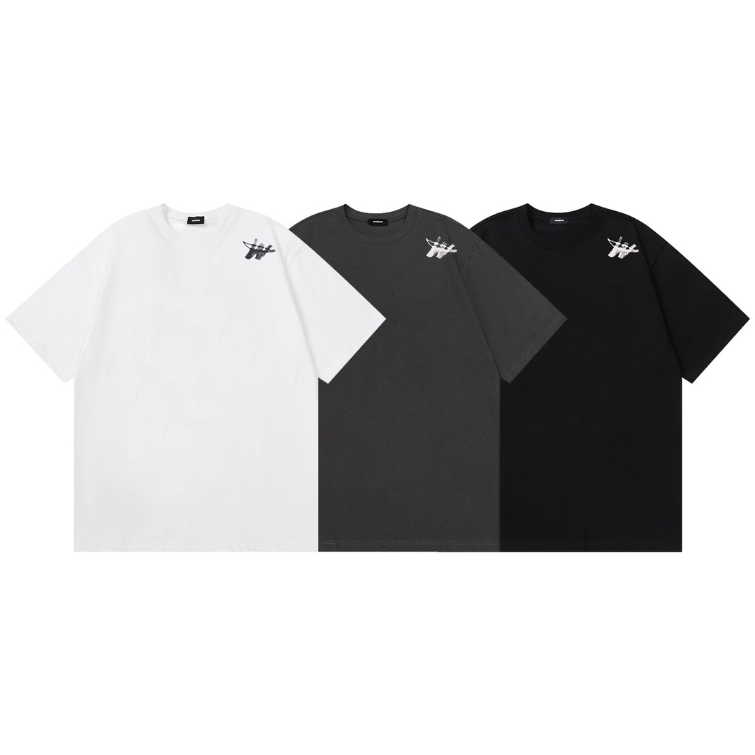 W011# 2022ss we11done camiseta de manga corta clásica con firma W, unisex holgada, tejido de algodón puro 230g, corte h…