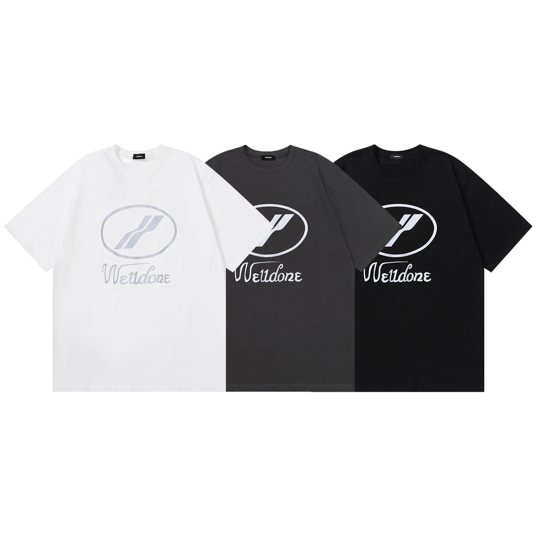 W013# 2022 primavera/verano WE11DONE Camiseta de manga corta con logo 3M reflectante y letras WELL, camiseta …