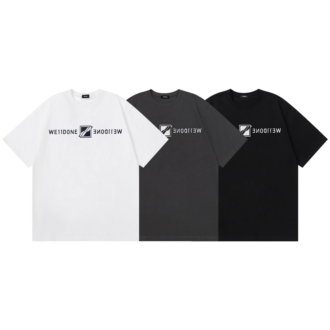 W032# 2022ss WE11DONE 2022FW Camiseta de manga corta de corte holgado con estampado de letras y logo en bloque, nueva p…