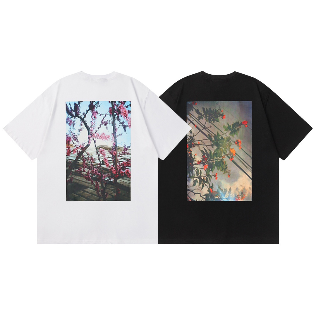 F003# 2024ss FOG ESSENTIALS camiseta de manga corta con estampado floral de inyección directa de alta calidad!! Tejido …