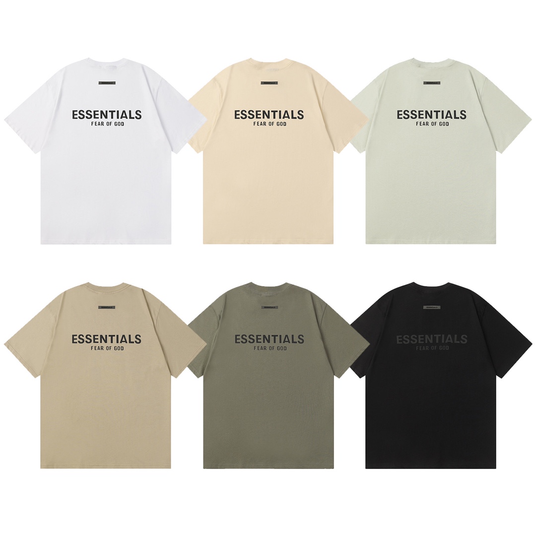 F020# 2024ss Nuevo FOG Fear Of God Essentials camiseta de manga corta con líneas de goteo 3D de resina de alta calidad!…