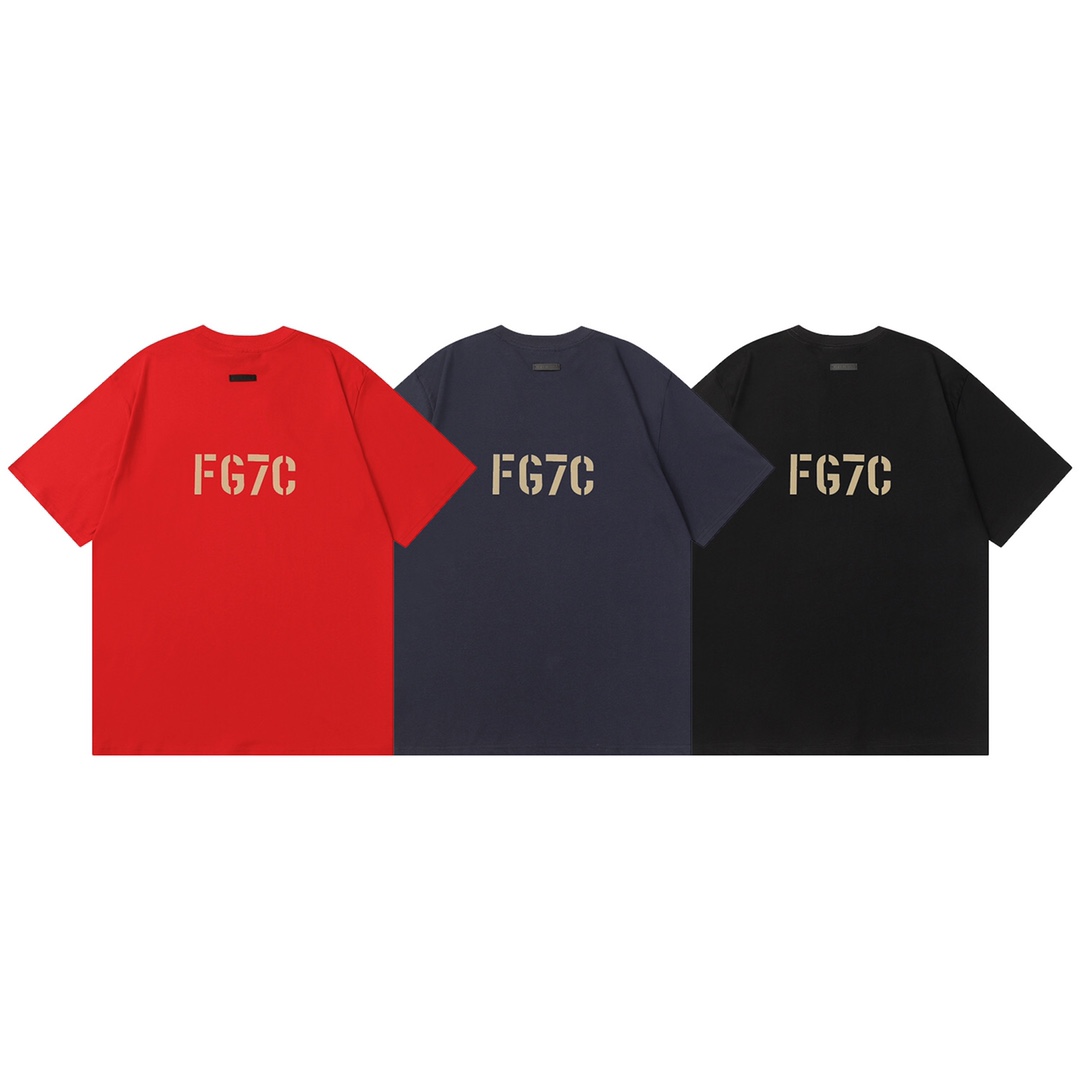 F032# 2024ss Nuevo FOG Fear of God camiseta de manga corta con logo FG7C de felpa en la espalda estilo Jerry …