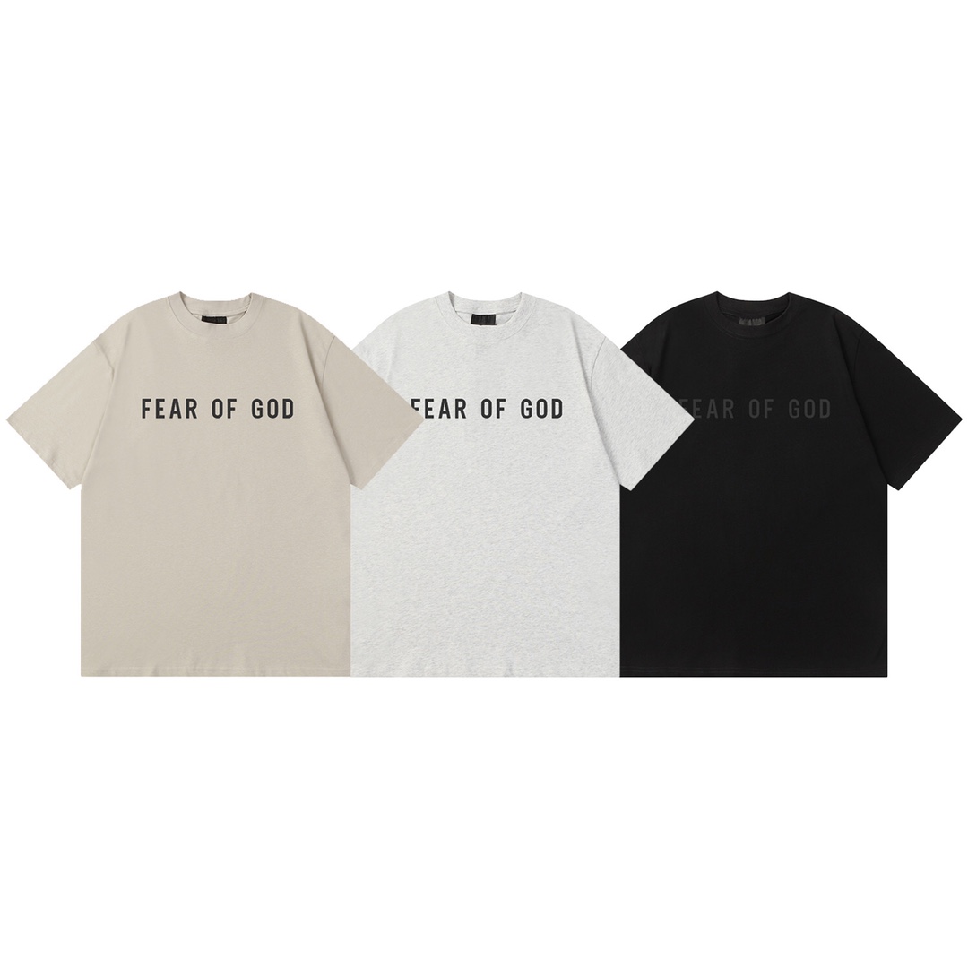 F038# 2024ss Nuevo FOG Fear of God camiseta de manga corta con logo de letras de silicona 3D en el pecho ¡¡Al…
