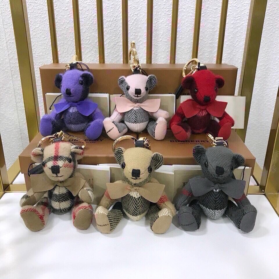 $179 Burberry Teddy Bear with Velvet and Key Buttons, Safe Polyester-Free Filling