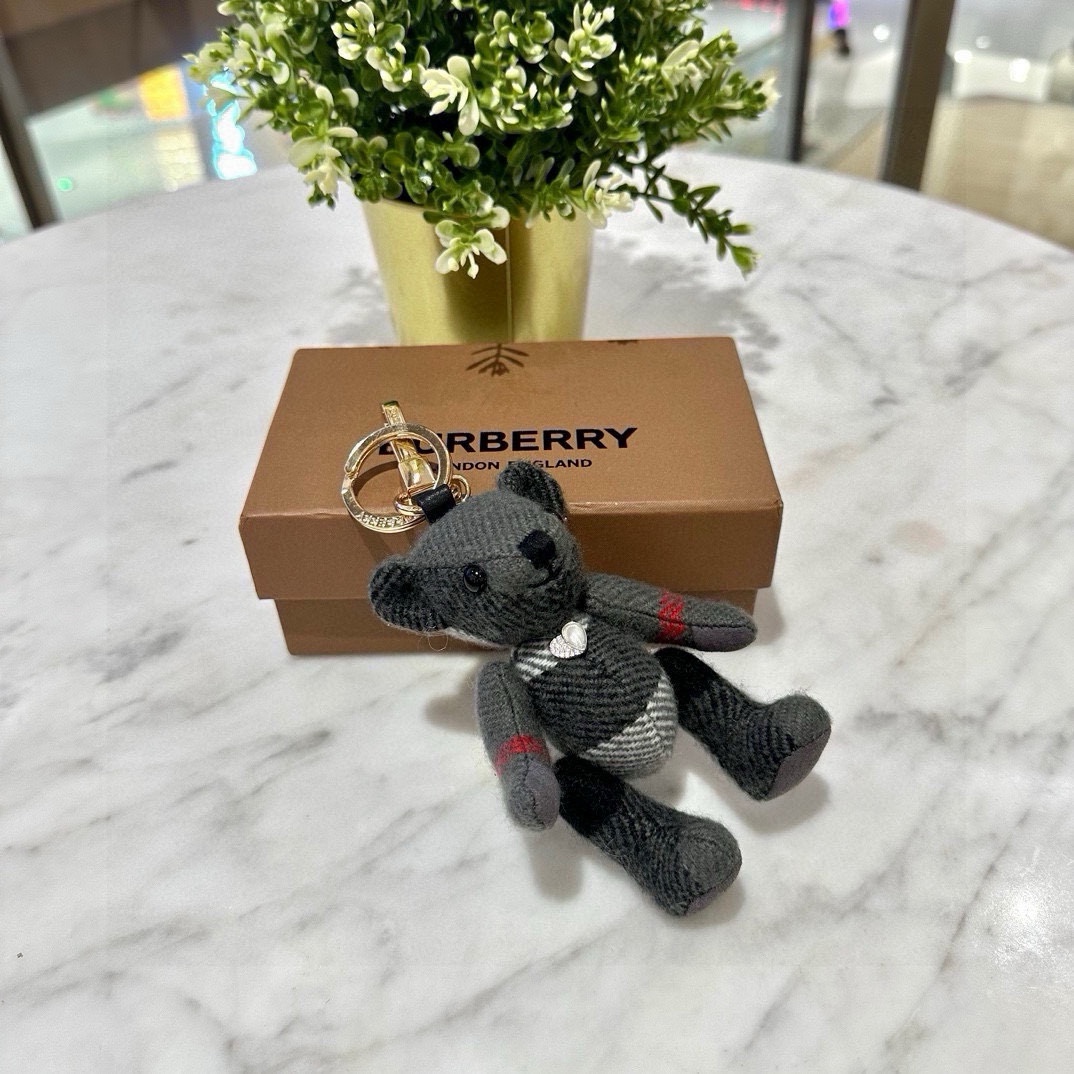 Luxury Burberry Teddy Bear with Velvet and Key Buttons, 100% Safe Materials, 12cm. - 图片 3