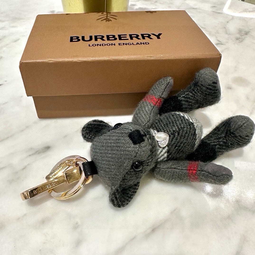 Luxury Burberry Teddy Bear with Velvet and Key Buttons, 100% Safe Materials, 12cm. - 图片 7