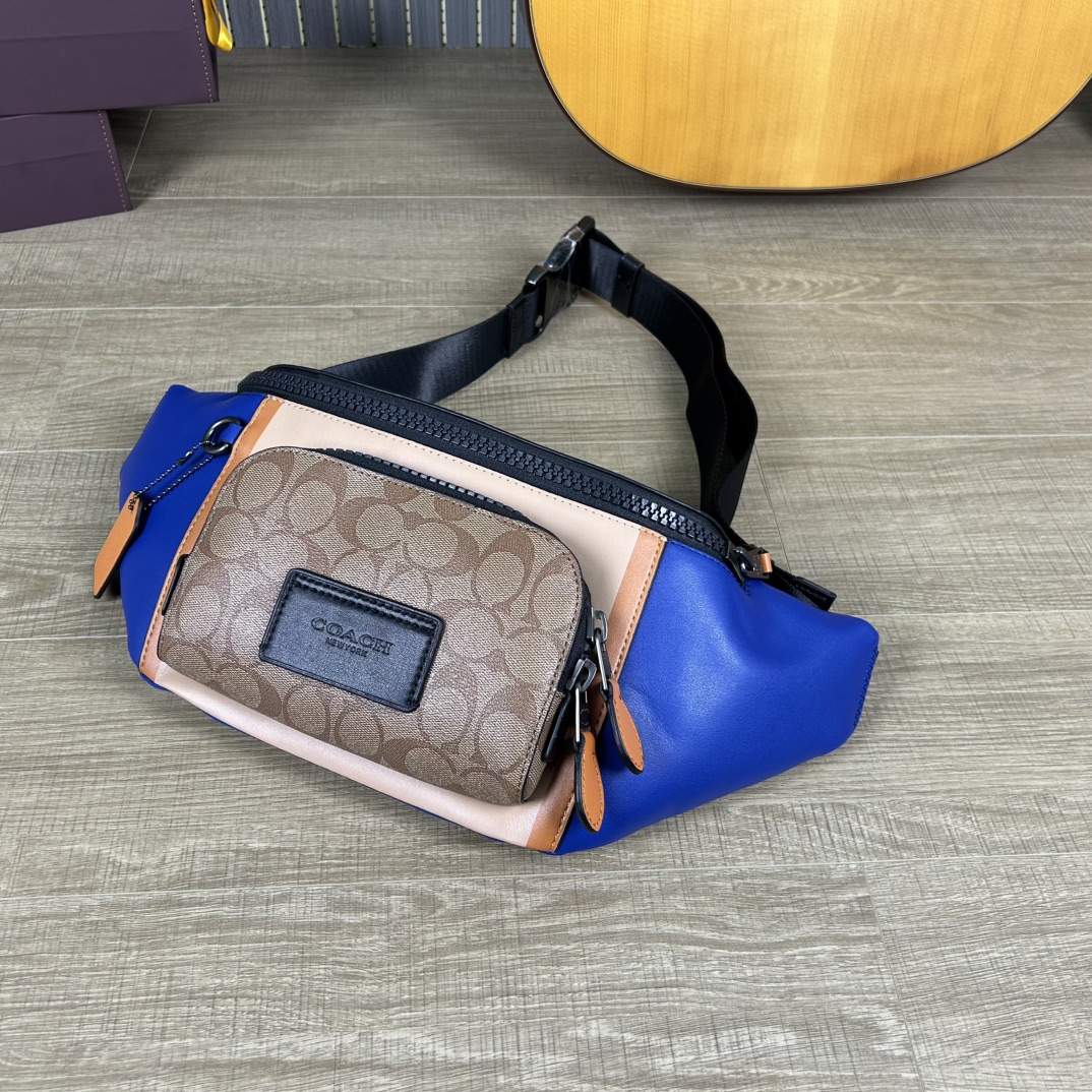 Coach C2724 标志TRACK 胸包腰包 PVC老花料配进口头层牛皮 客供五金 内置多功能袋