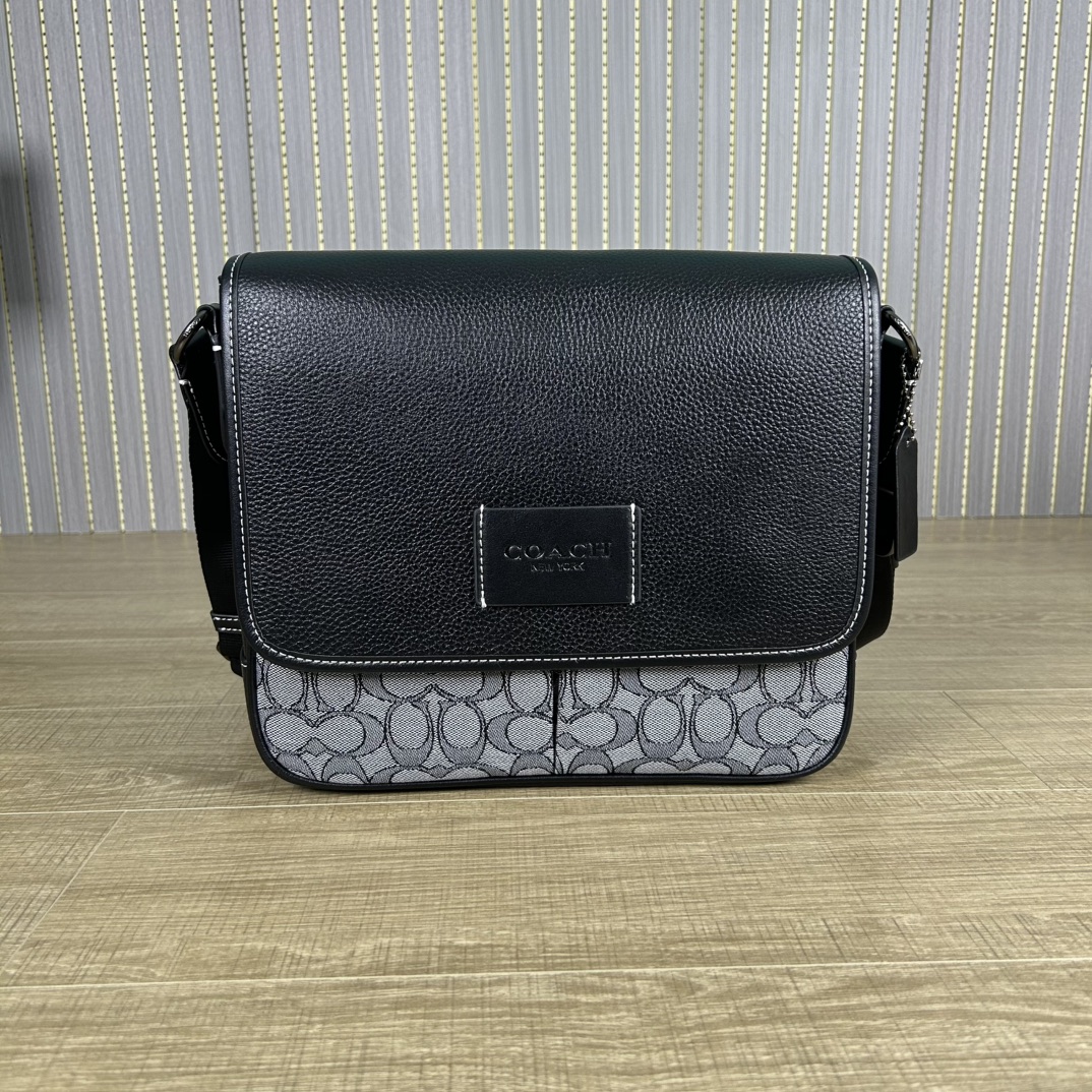 Coach 新款COACH/蔻驰CE534奥莱男包 标志SPRINT 25号地图包 牛皮革配织物