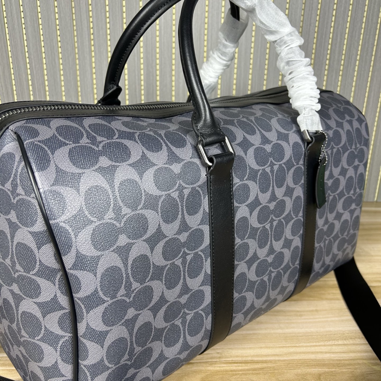 Coach C5305 蓝色 最新老花 旅行包、内置隔层、长肩带可调节、可拆卸、单扣斜挎手提包、大容量旅游、出差、商务 登机包、品质 长45cmx高26cmx宽21