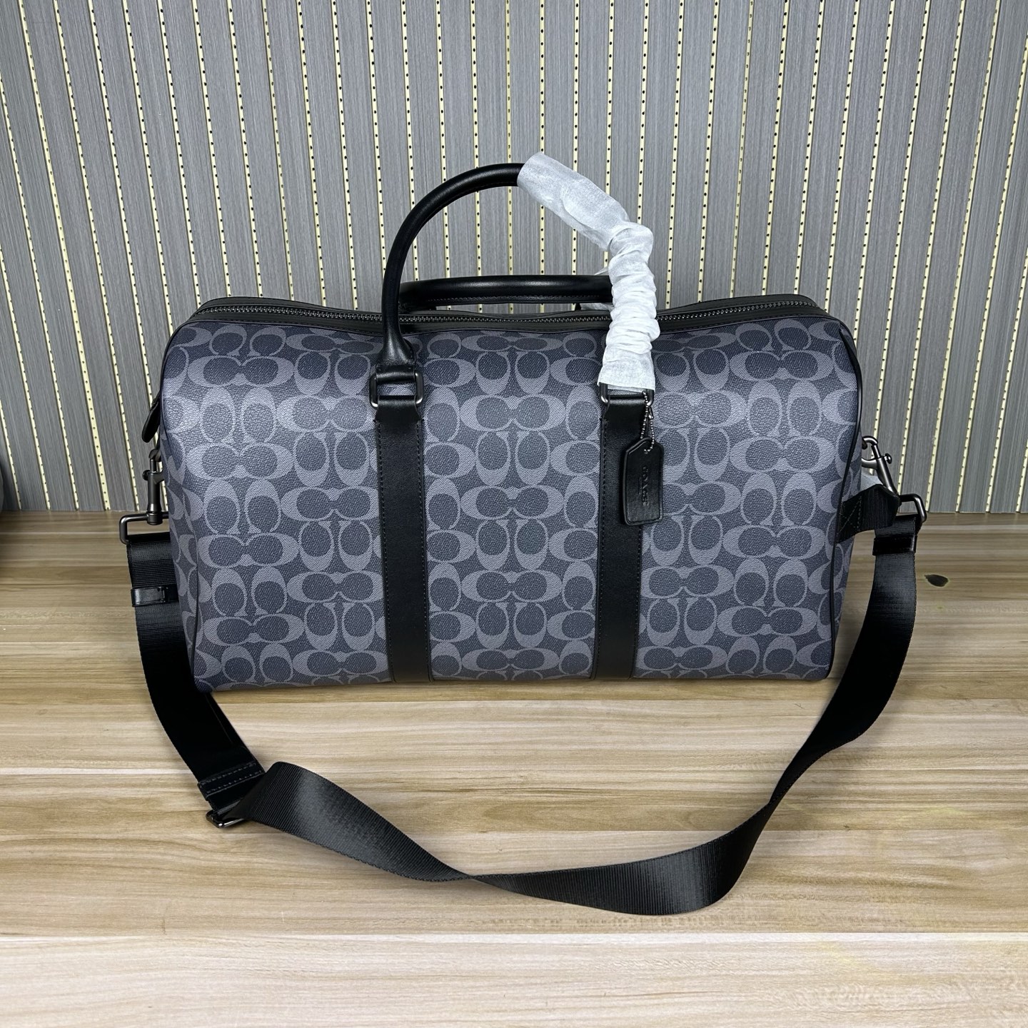 Coach C5305 蓝色 最新老花 旅行包、内置隔层、长肩带可调节、可拆卸、单扣斜挎手提包、大容量旅游、出差、商务 登机包、品质 长45cmx高26cmx宽21