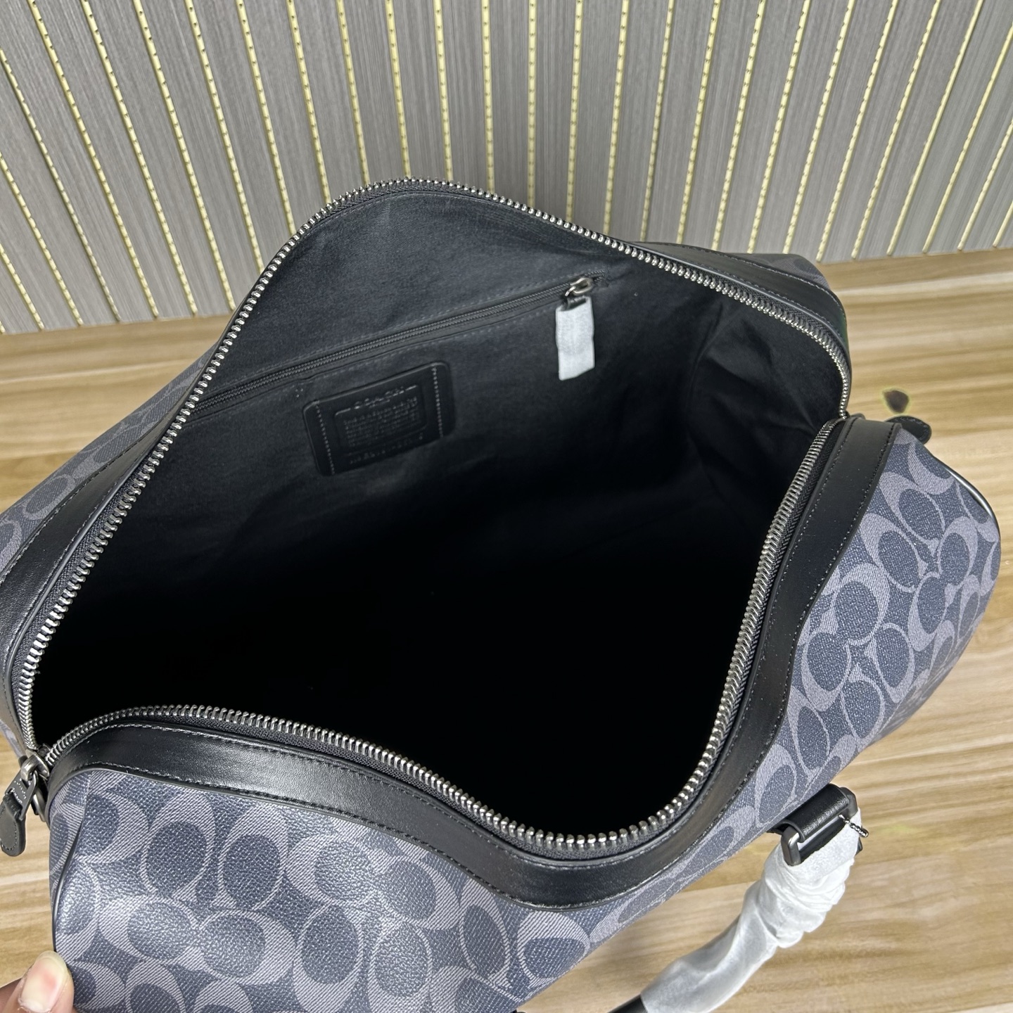 Coach C5305 蓝色 最新老花 旅行包、内置隔层、长肩带可调节、可拆卸、单扣斜挎手提包、大容量旅游、出差、商务 登机包、品质 长45cmx高26cmx宽21