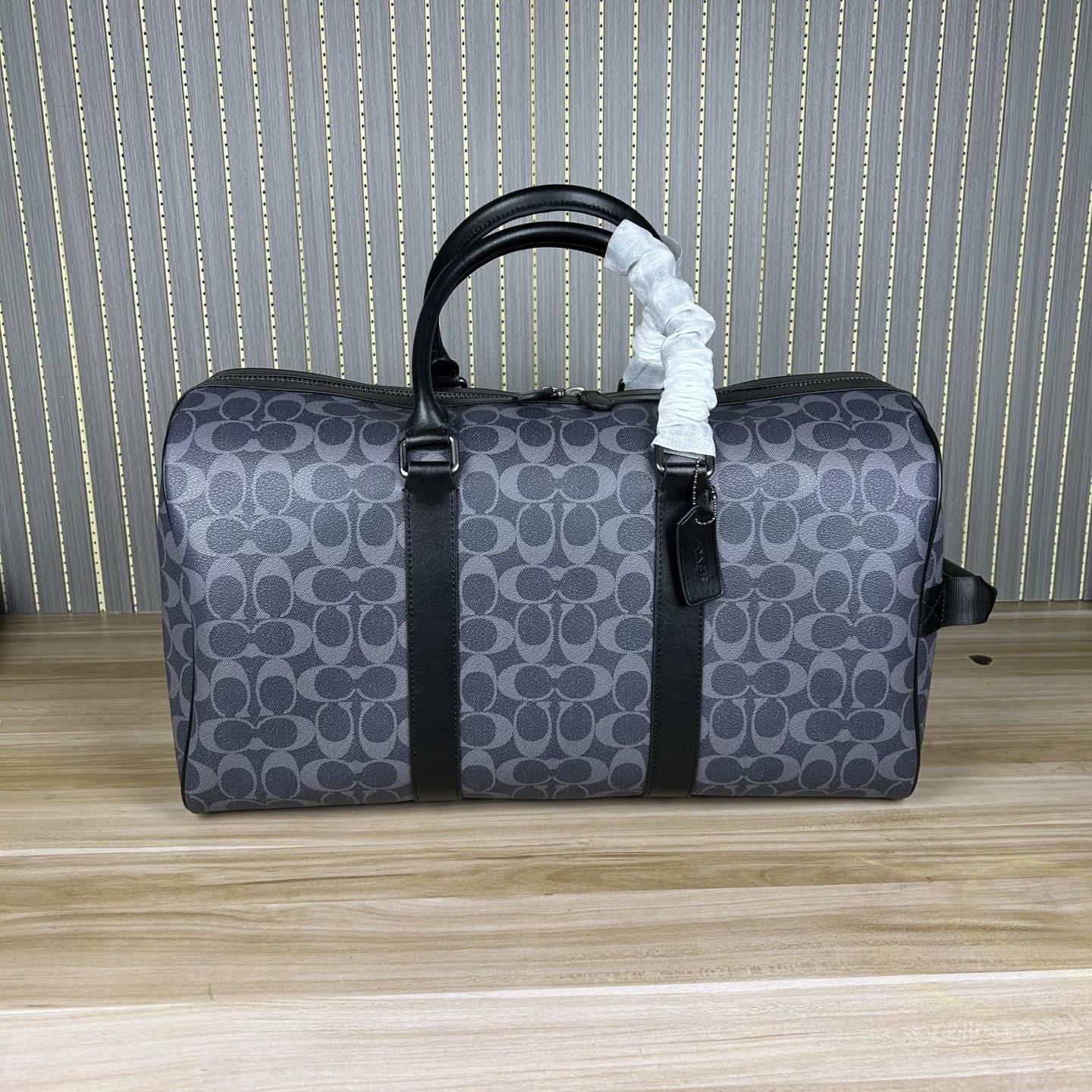 Coach C5305 蓝色 最新老花 旅行包、内置隔层、长肩带可调节、可拆卸、单扣斜挎手提包、大容量旅游、出差、商务 登机包、品质 长45cmx高26cmx宽21