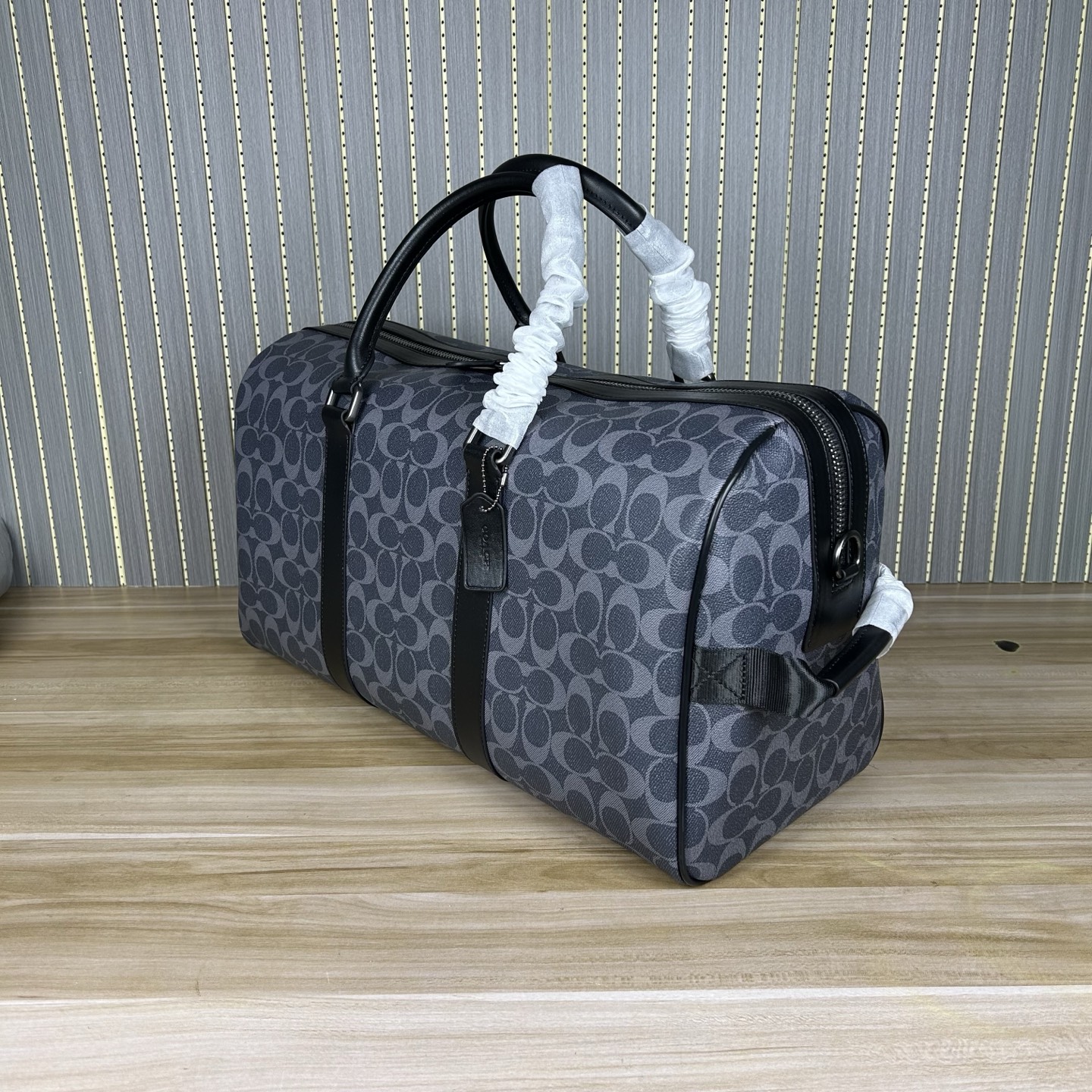 Coach C5305 蓝色 最新老花 旅行包、内置隔层、长肩带可调节、可拆卸、单扣斜挎手提包、大容量旅游、出差、商务 登机包、品质 长45cmx高26cmx宽21