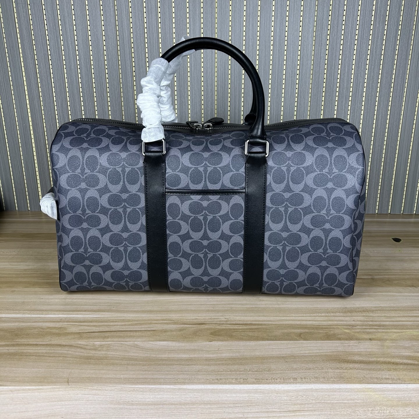 Coach C5305 蓝色 最新老花 旅行包、内置隔层、长肩带可调节、可拆卸、单扣斜挎手提包、大容量旅游、出差、商务 登机包、品质 长45cmx高26cmx宽21