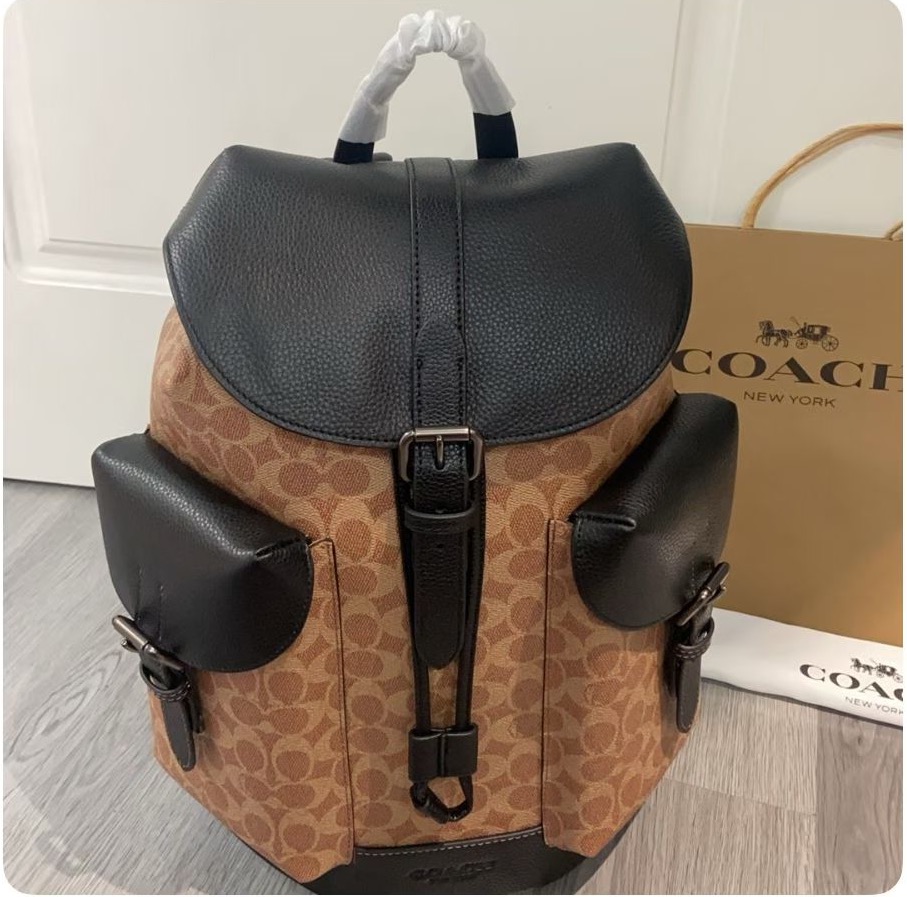 Coach COACH蔻驰男士PVC配皮双肩包 休闲简约潮流 CW211。尺寸31×47×15