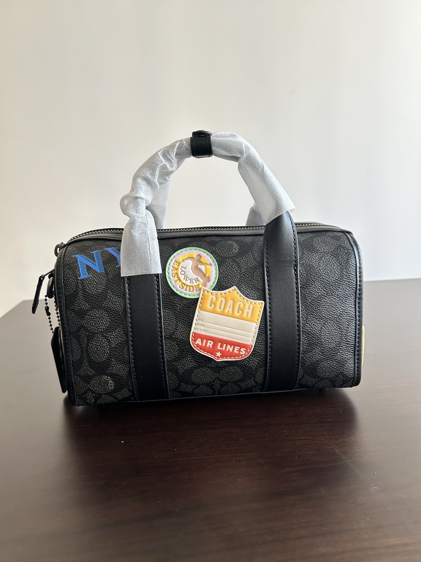 Coach 新款CBG37 标志帆布纹 全身标志徽章纪念版 GOTHAM 24号行李包～lv24号平替枕头包