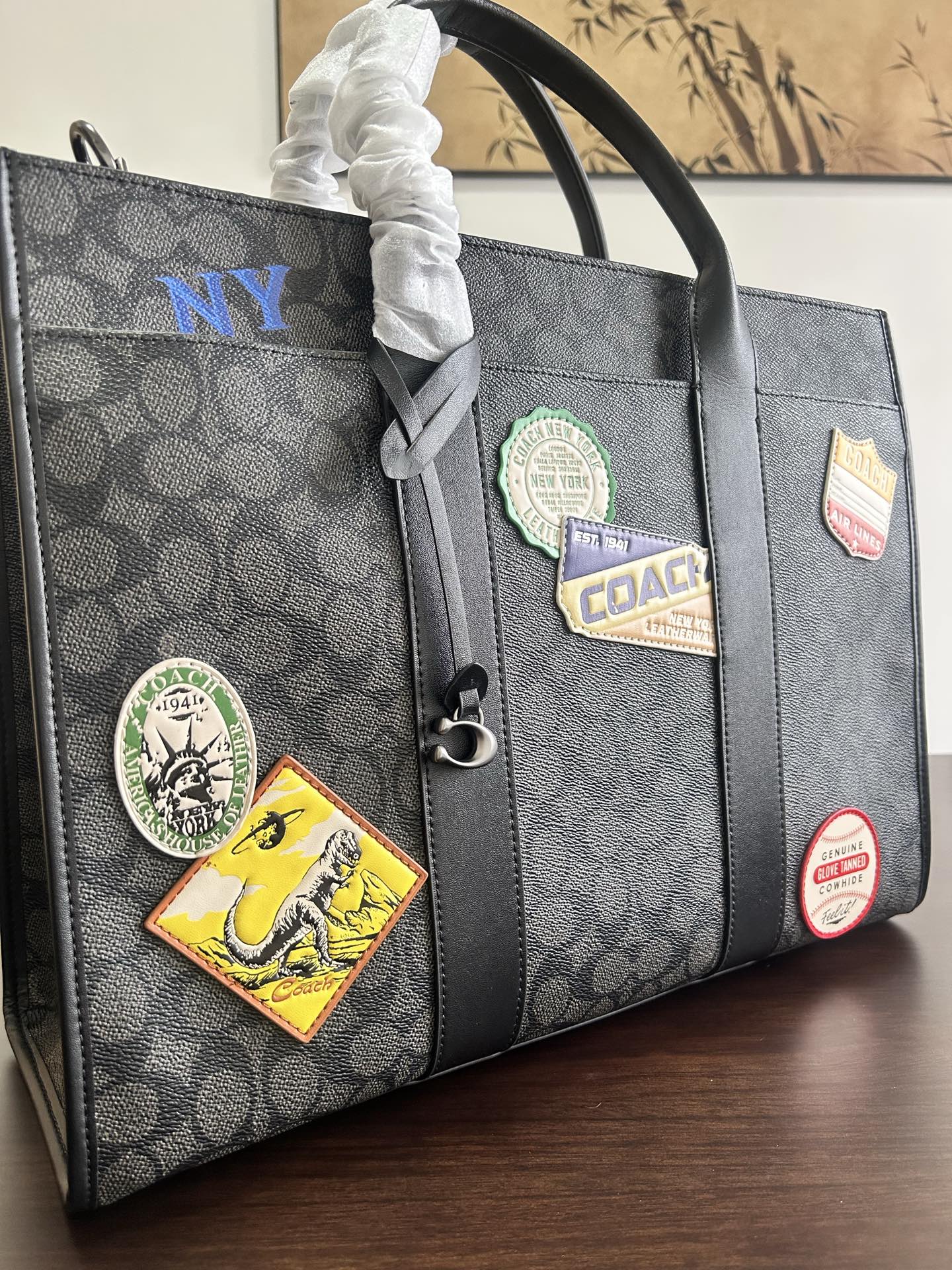 Coach ～【新品】COACH/蔻驰 CBF12新款徽章 男士 标志WESLEY托特包单肩包斜挎包商务公文包 文件袋 电脑包