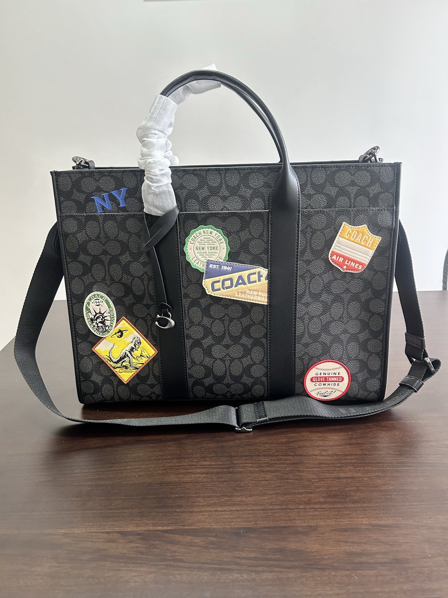 Coach ～【新品】COACH/蔻驰 CBF12新款徽章 男士 标志WESLEY托特包单肩包斜挎包商务公文包 文件袋 电脑包