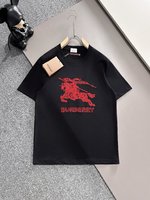 Burberry Clothing T-Shirt Embroidery Cotton Short Sleeve