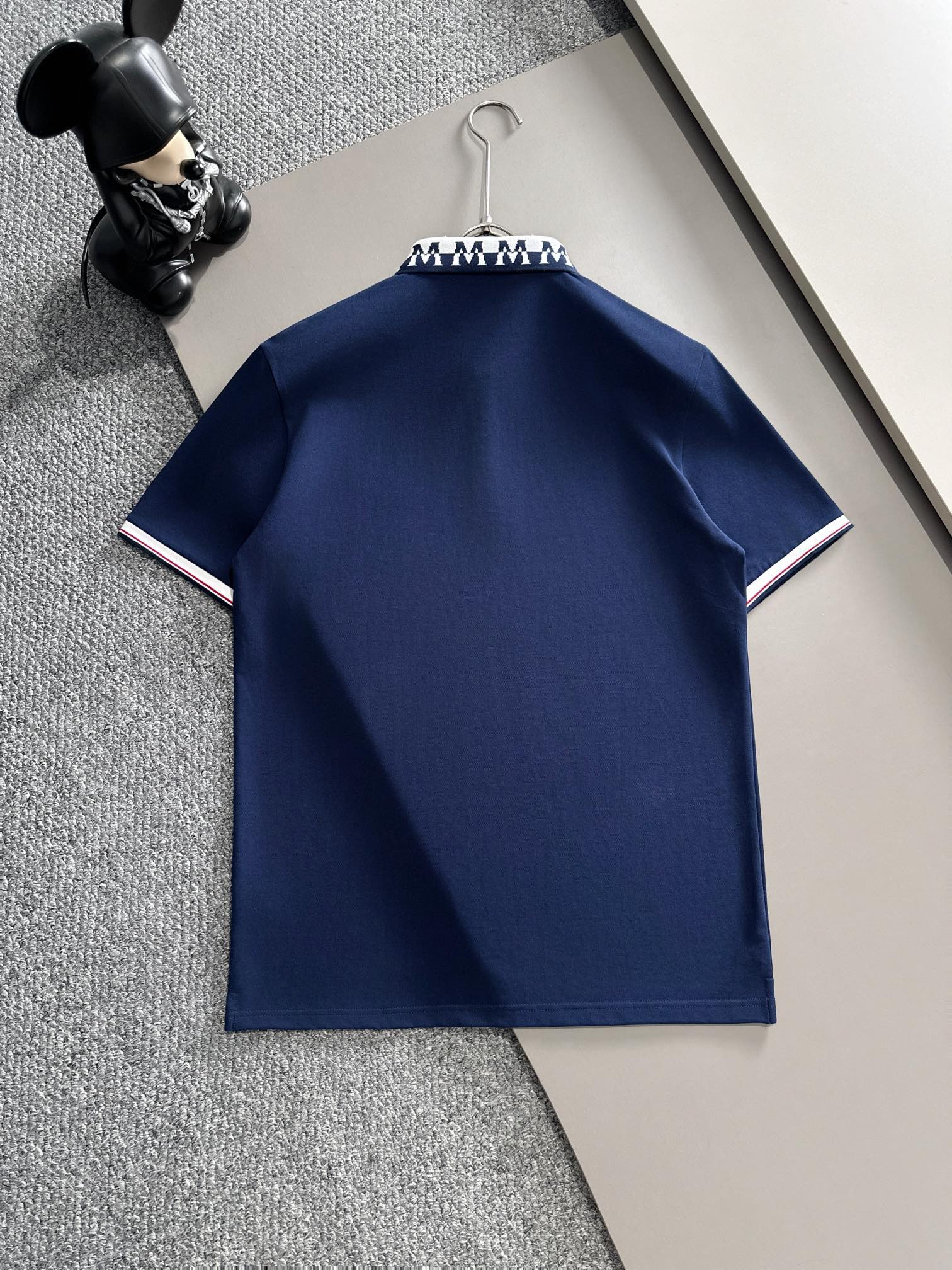 P蒙口25SS新款春夏短袖翻领T恤Polo，最高版本客供定制高端朱地面料简单时尚款，螺纹拼色螺纹配色超级