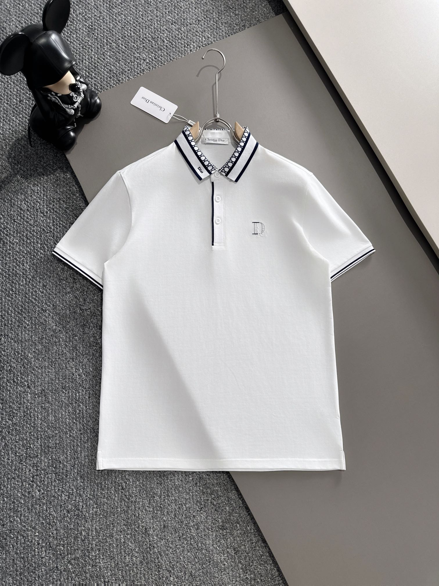 Dior Kleidung Polo T-Shirt Blau Weiß Stickerei Frühling/Sommer Kollektion Fashion