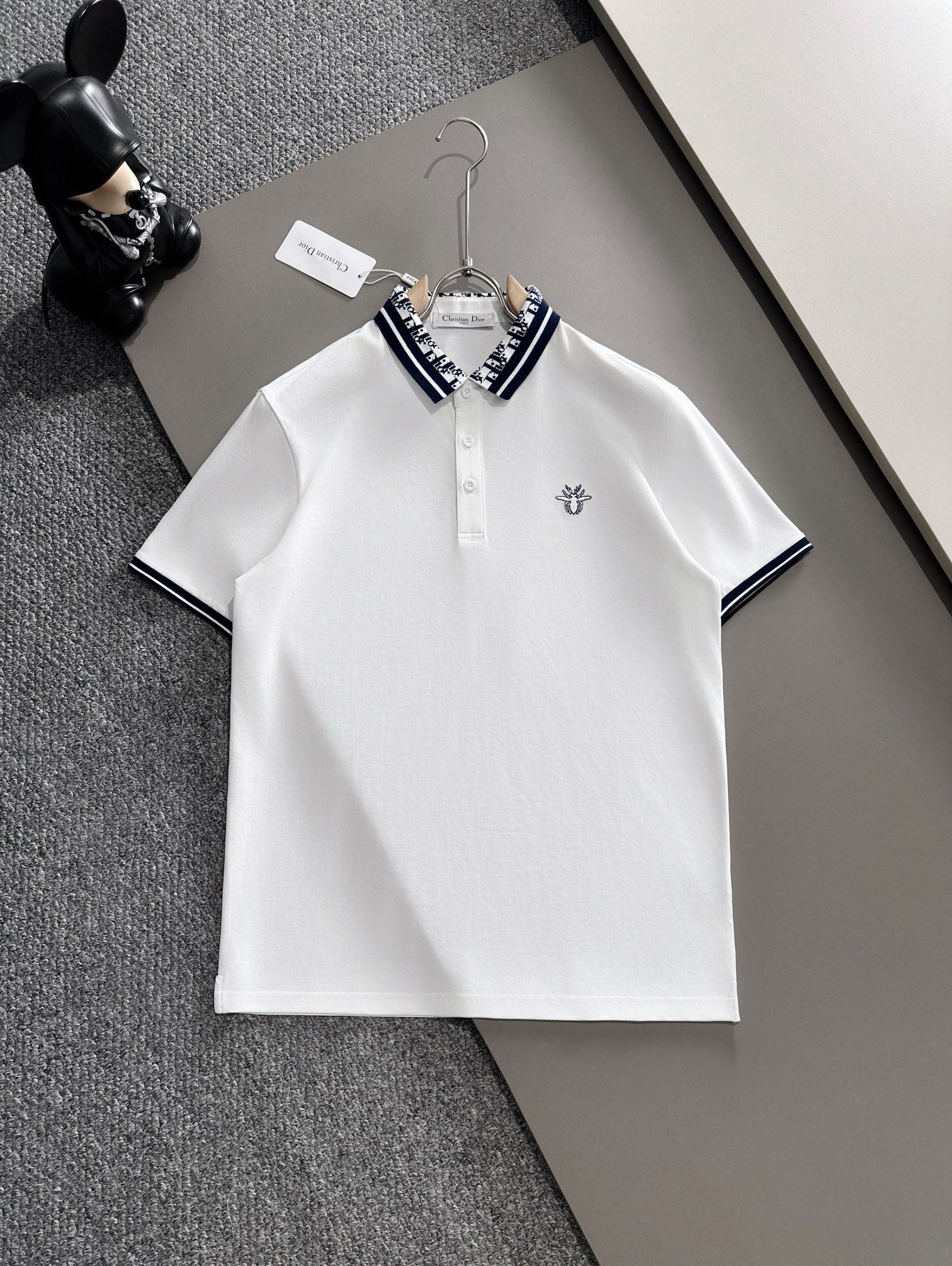 Dior Kleidung Polo T-Shirt Blau Weiß Stickerei Frühling/Sommer Kollektion Fashion