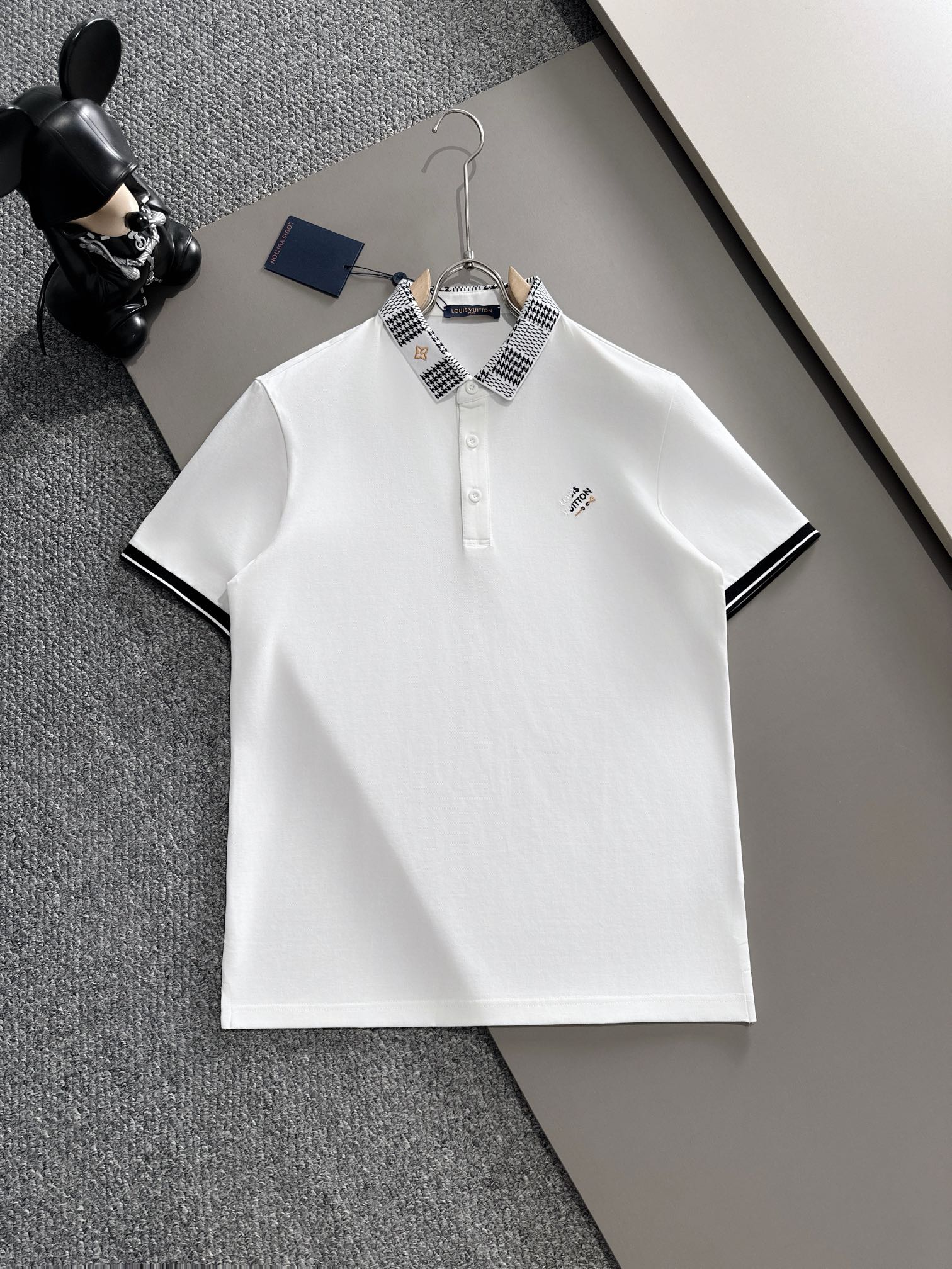 Louis Vuitton Kleidung Polo T-Shirt Schwarz Weiß Stickerei Frühling/Sommer Kollektion Fashion